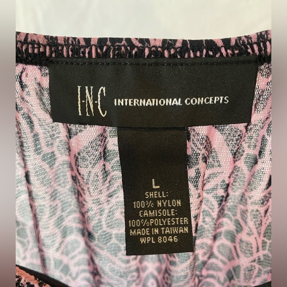 INC Pink & Black 3/4 Sleeve Mesh Blouse - Large - Picture 4 of 4